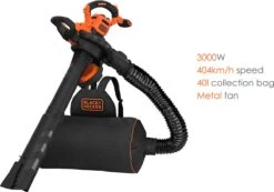 Black & Decker BLACK+DECKER BEBLV300SB- Souffleur QS - 404 Km/h - 3000W - Fonction Aspiration/soufflage - Filaire -Outils Pro Soldes 1200x842