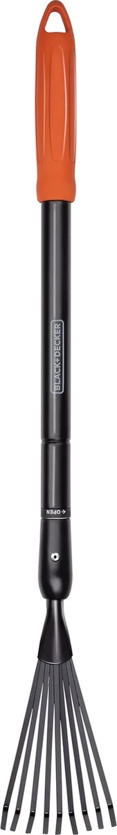 Black & Decker Râteau à Feuilles BLACK+DECKER BXGTTO7050 - Réglable De 77 à 110 CM - Râteau à Gazon - Râteau De Jardin - Résistant à La Rouille - Zwart/ Oranje